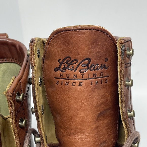 LL Bean Men\'s 9.5 Hunting Leather‎ Boots Classic Moc Toe Gumlite  Vibram Sole main image 9
